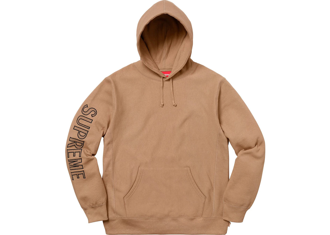Sudadera Con Capucha Y Bordado De Manga Suprema Marrón Claro