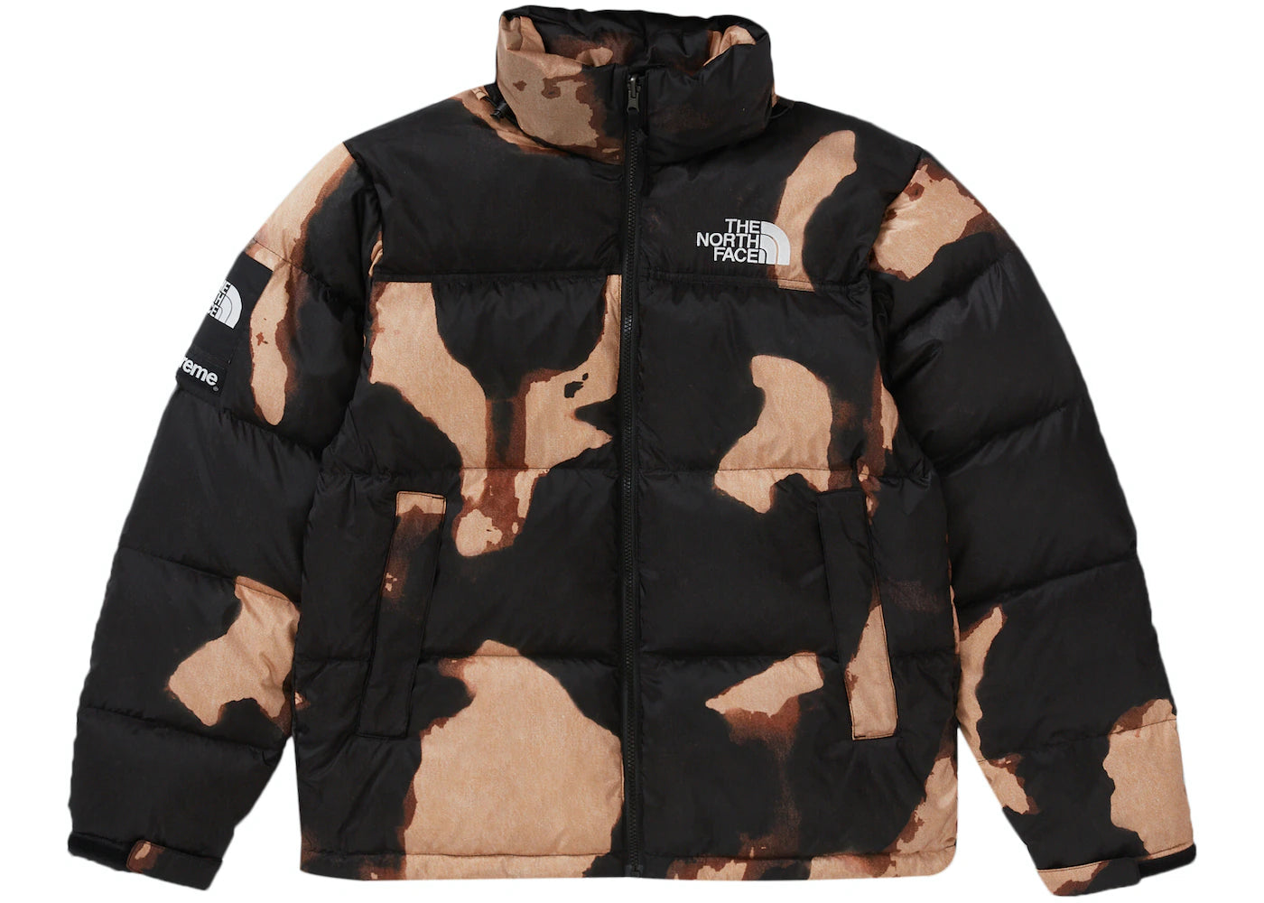 Supreme The North Face Bleached Denim Print Nuptse Jacket Black