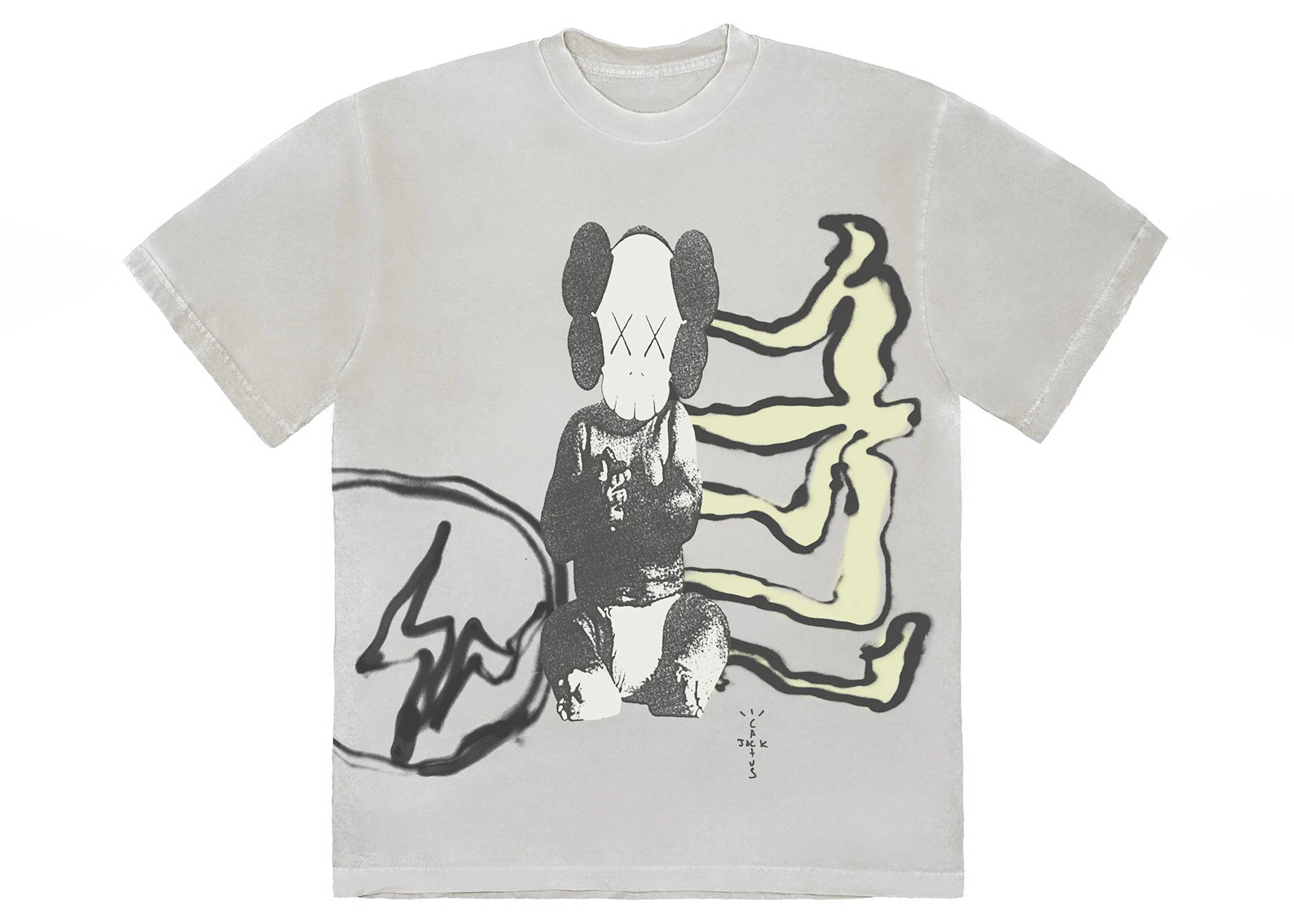 Camiseta Kaws For Travis Scott Fragment amarillo envejecido
