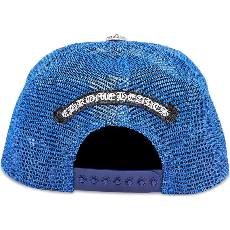 Chrome Hearts Multicolor Cemetery Cross Trucker Hat Blue/White