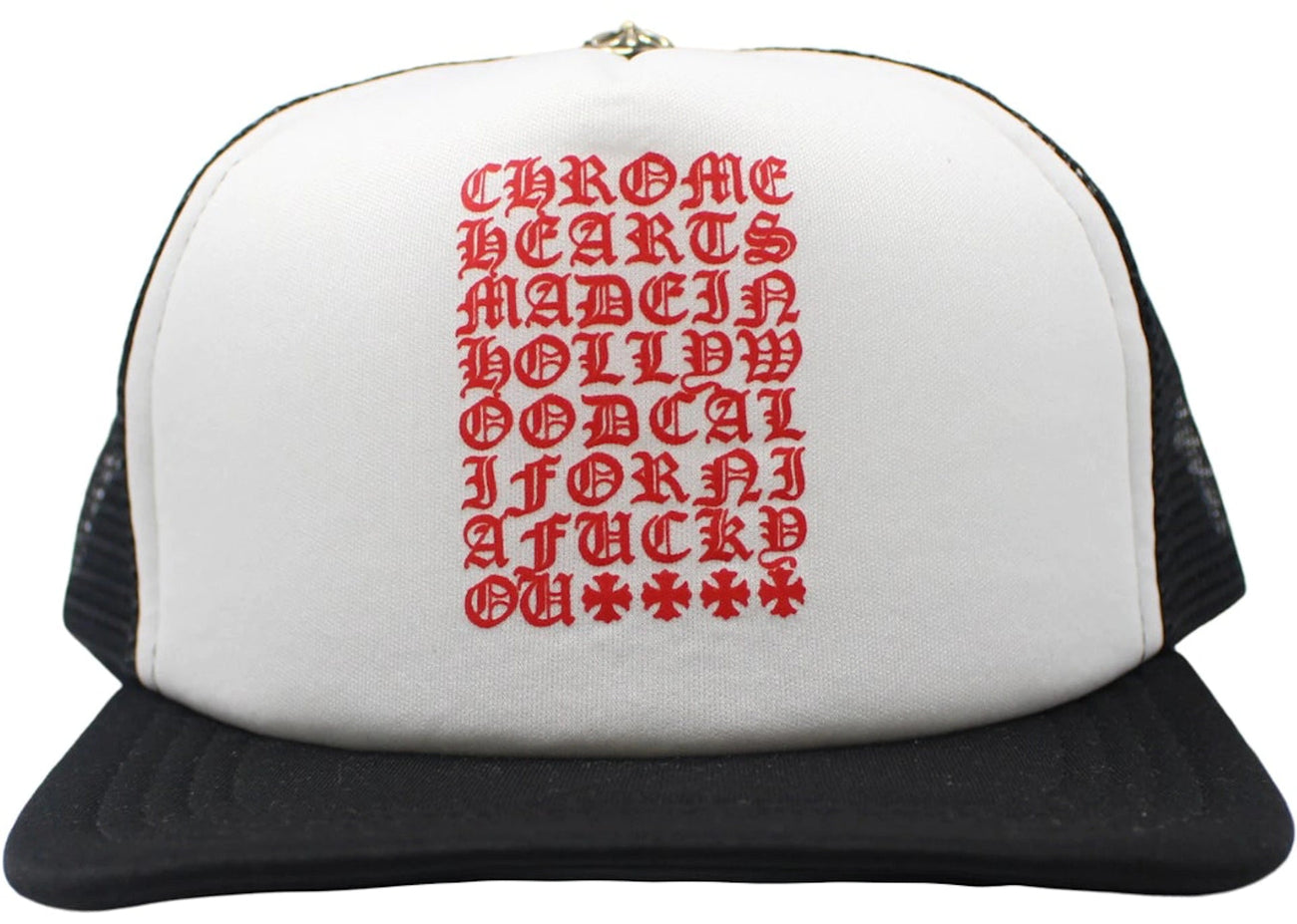 Chrome Hearts Eyechart Trucker Hat Black/White/Red