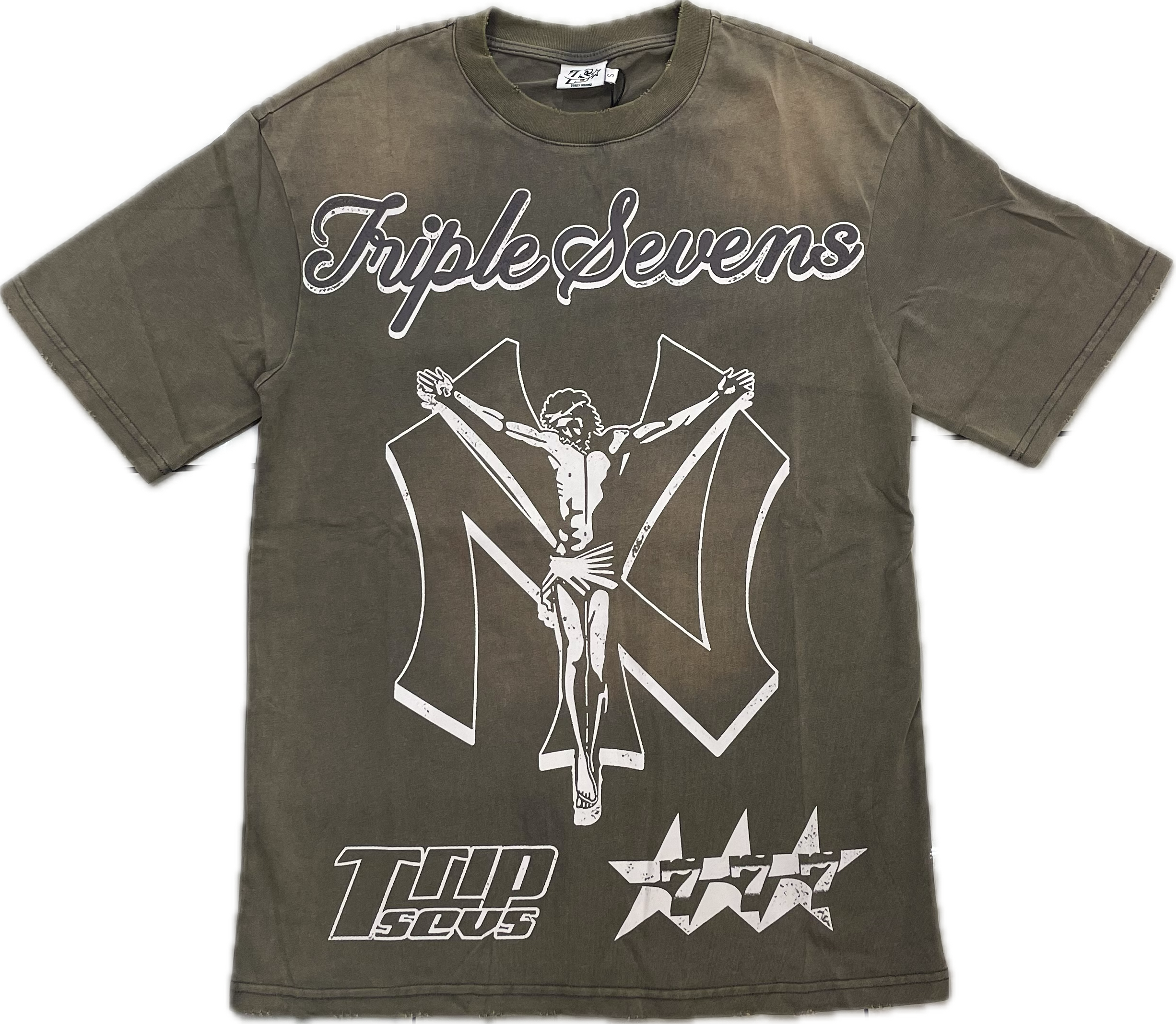 Triple Sevens 777 Jesus T-Shirt Brown