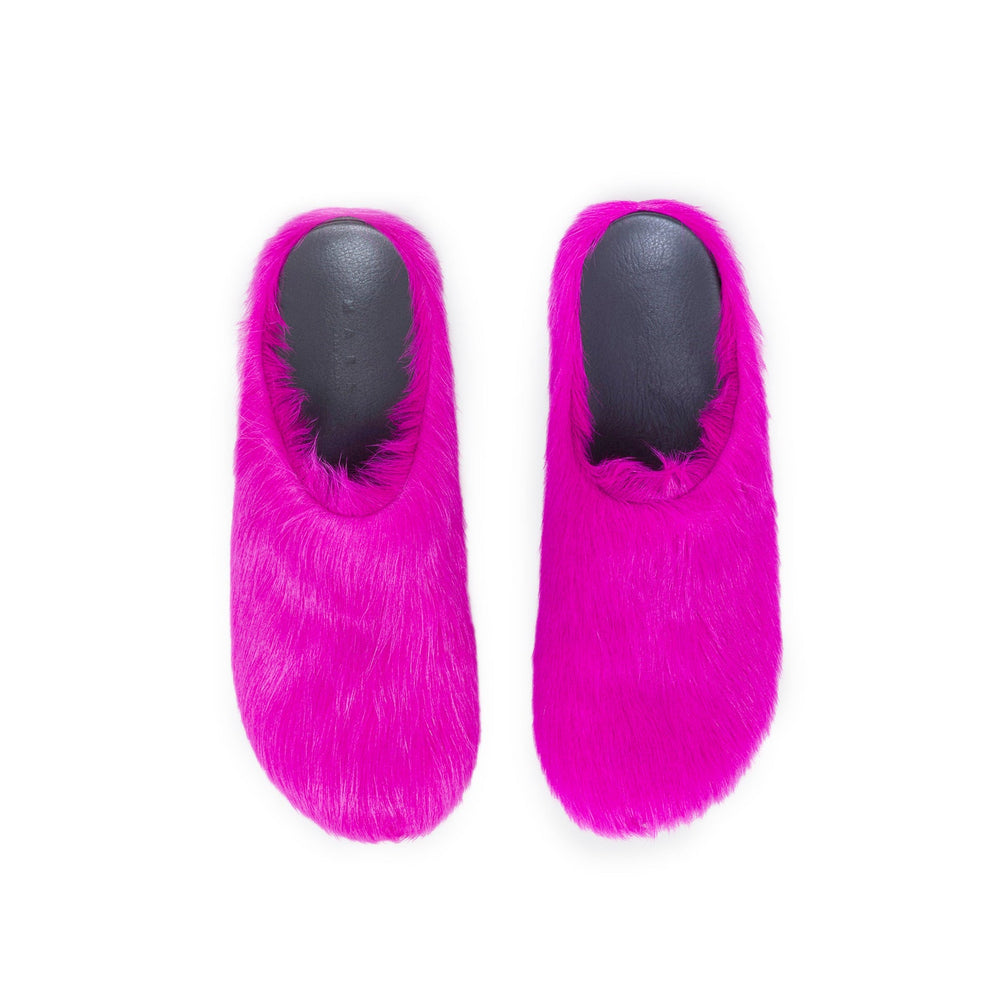 MARNI Fuchsia long-hair calfskin Fussbett sabot