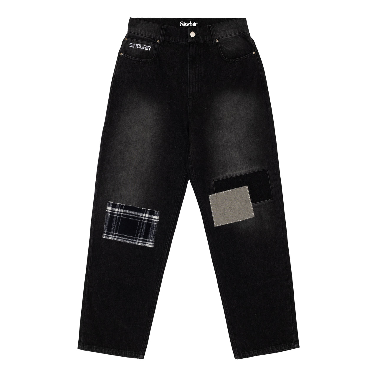 Sinclair Country Patched Denim Jean Washed Black