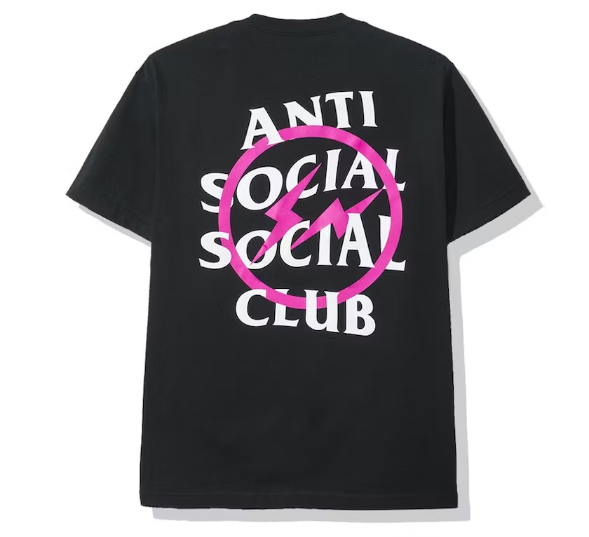 Anti Social Social Club x Fragment Pink Bolt Tee (FW19) Black