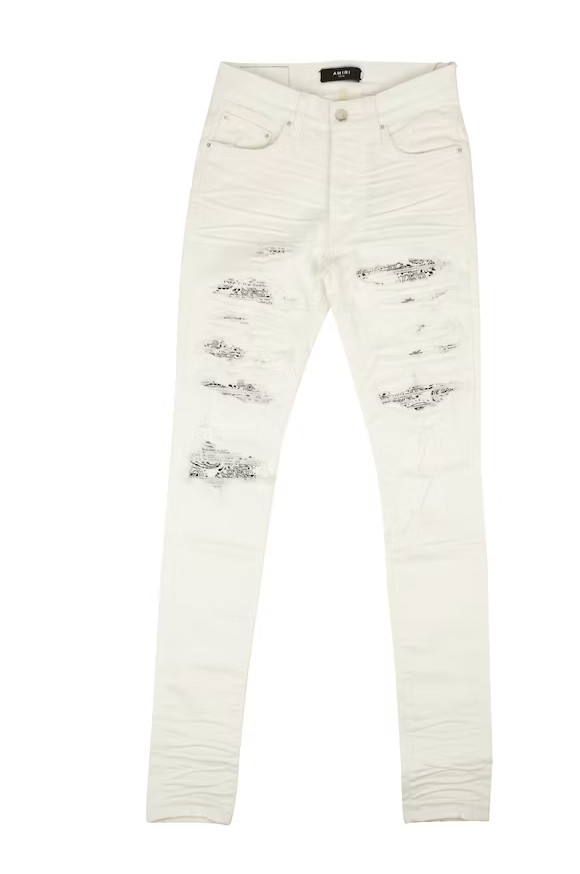 AMIRI Bandana Thrasher Skinny Jeans Men's White