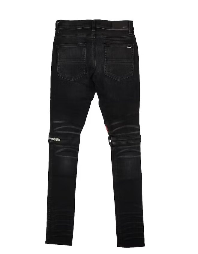 AMIRI Pink Velvet PJ MX2 Skinny Jeans Men's Black