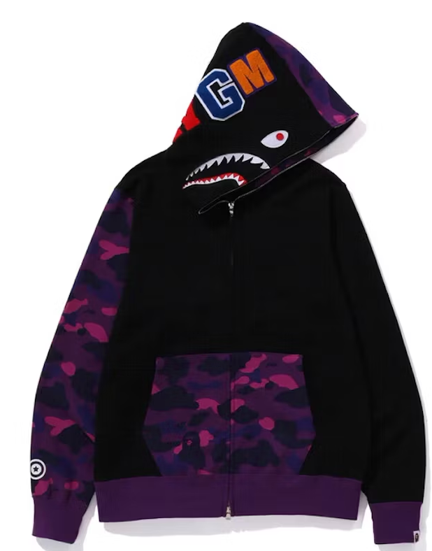 BAPE Color Camo Shark Full Zip Hoodie (FW23) Purple