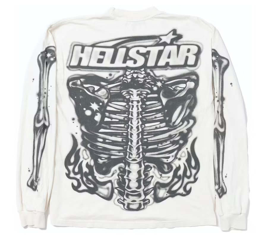 Hellstar Airbrushed Bones Longsleeve White
