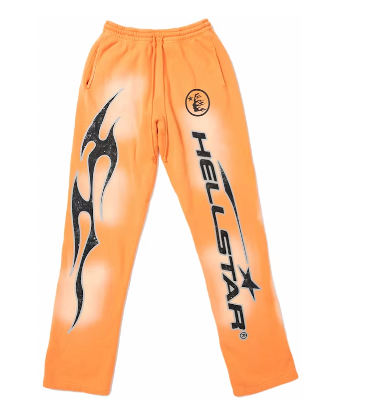 Hellstar Fire Orange Flare Bottom Sweatpants Orange Dye