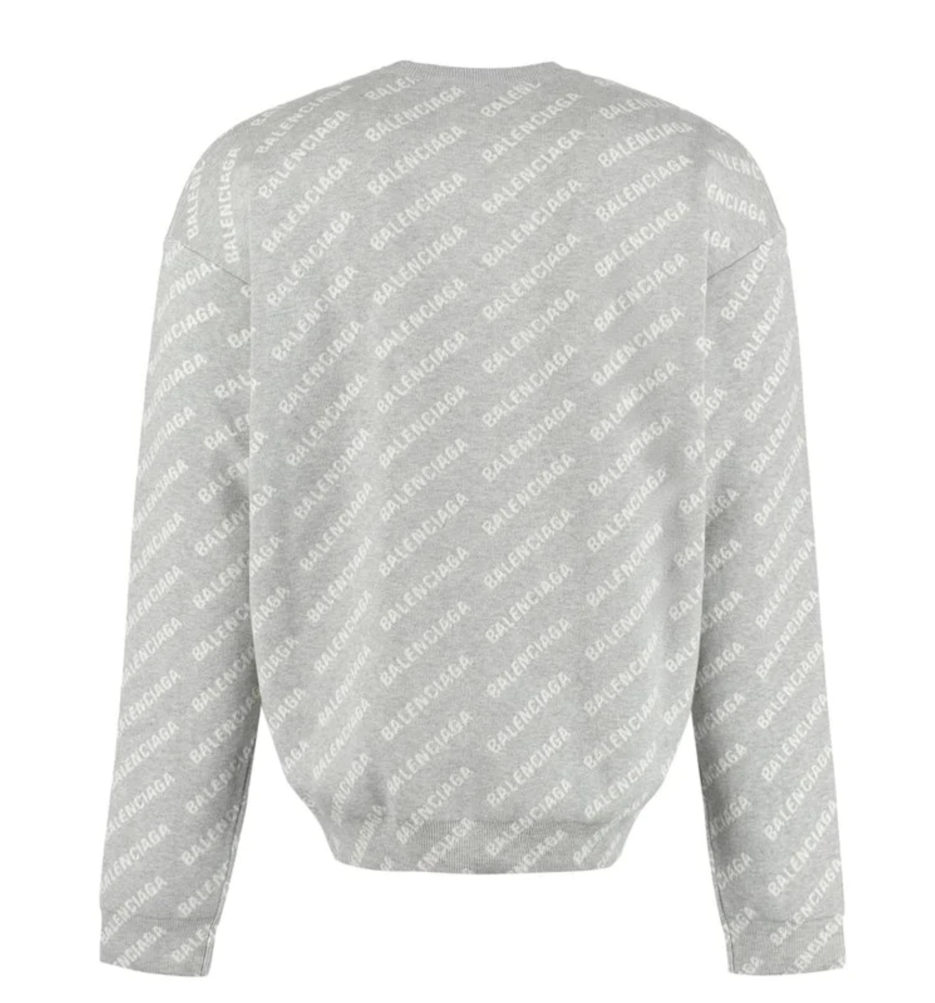 Balenciaga Grey All-Over Logo Crewneck Sweatshirt