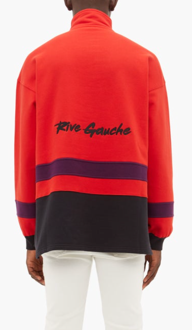 Balenciaga Red Rive Gauche Half-zip Cotton Sweatshirt