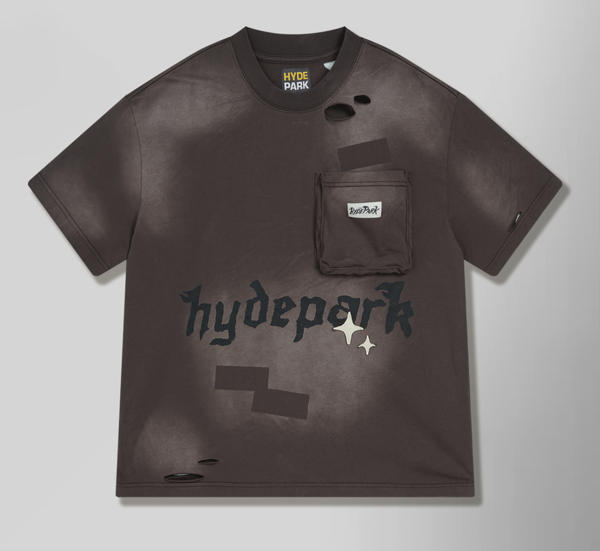 Hyde Park Distressed Pocket Tee - Brown