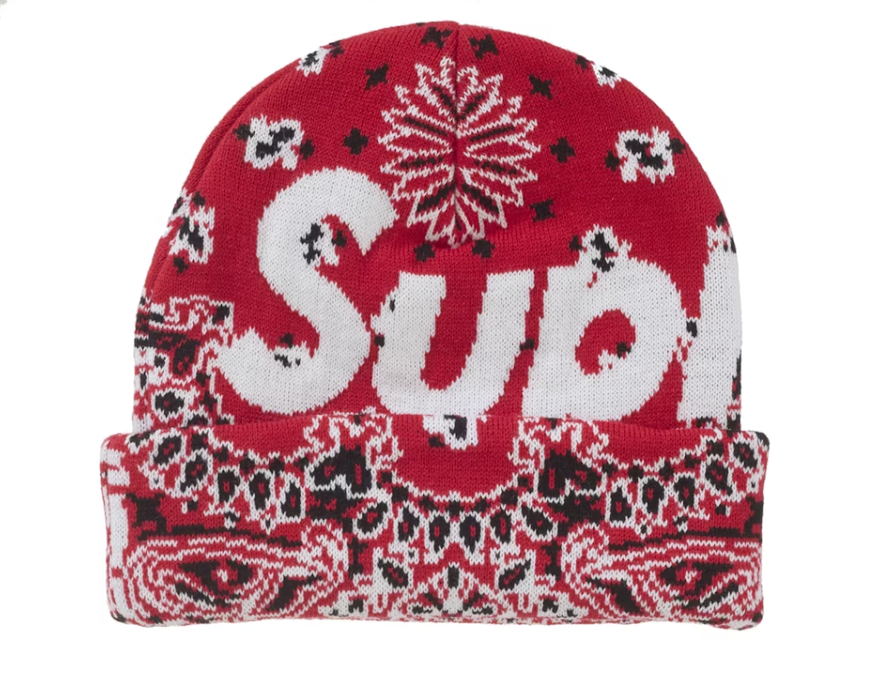 Supreme Bandana Big Logo Beanie Red