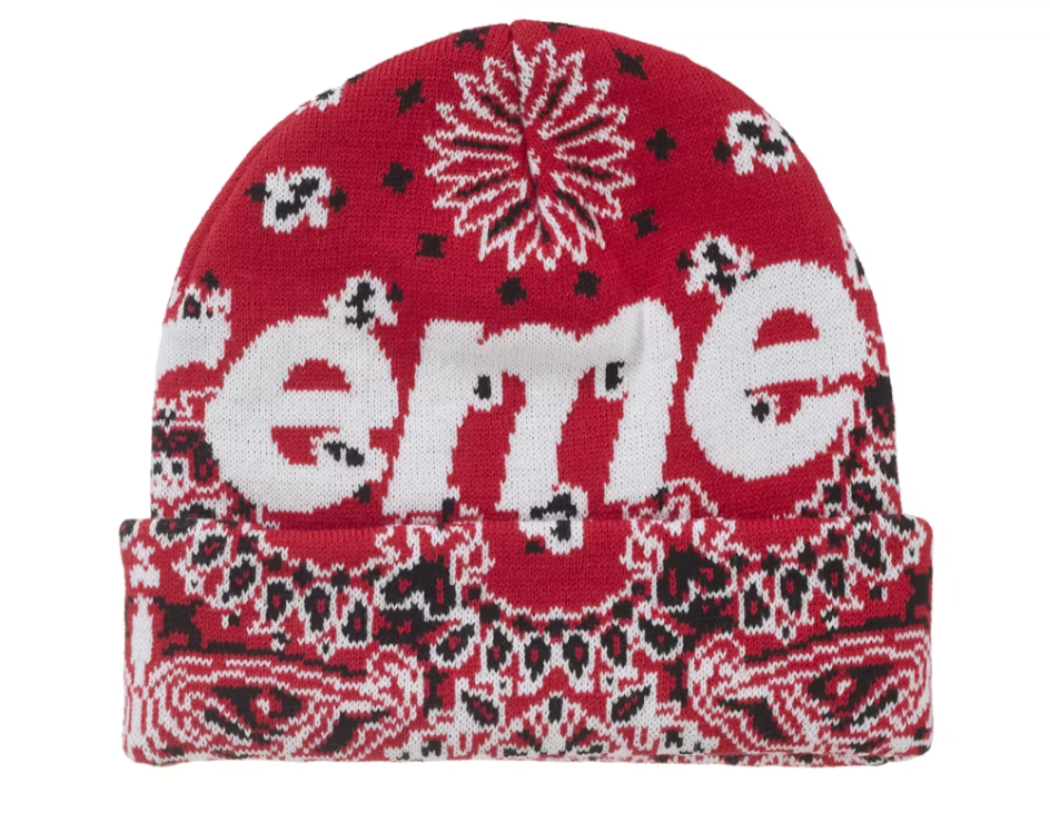 Supreme Bandana Big Logo Beanie Red