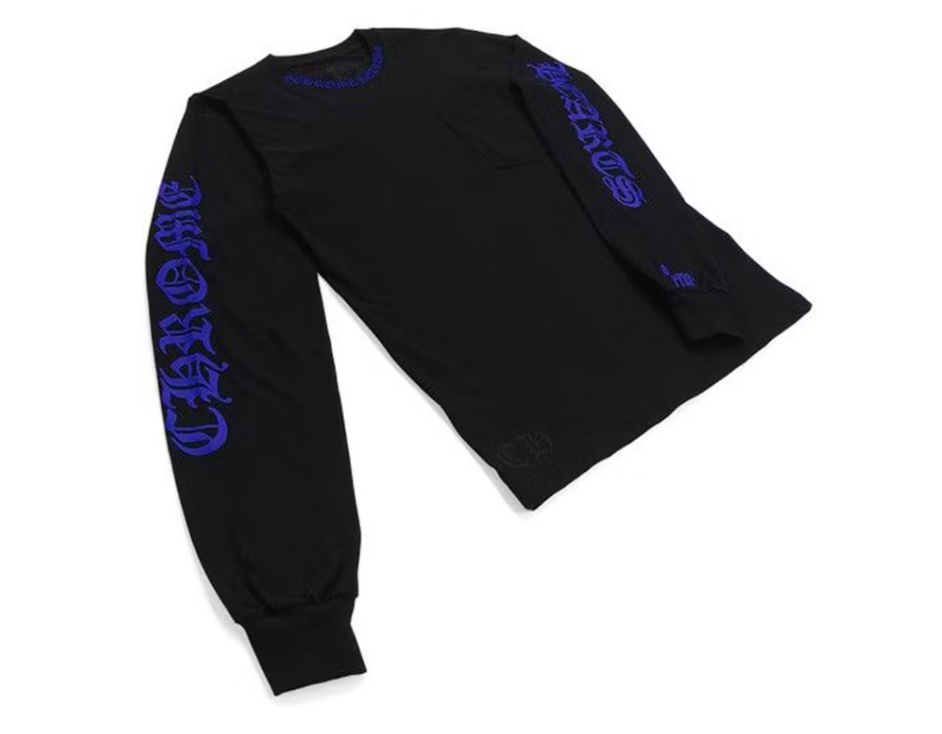 Chrome Hearts 1988 Neck Logo Long Sleeve T-shirt Black/Blue