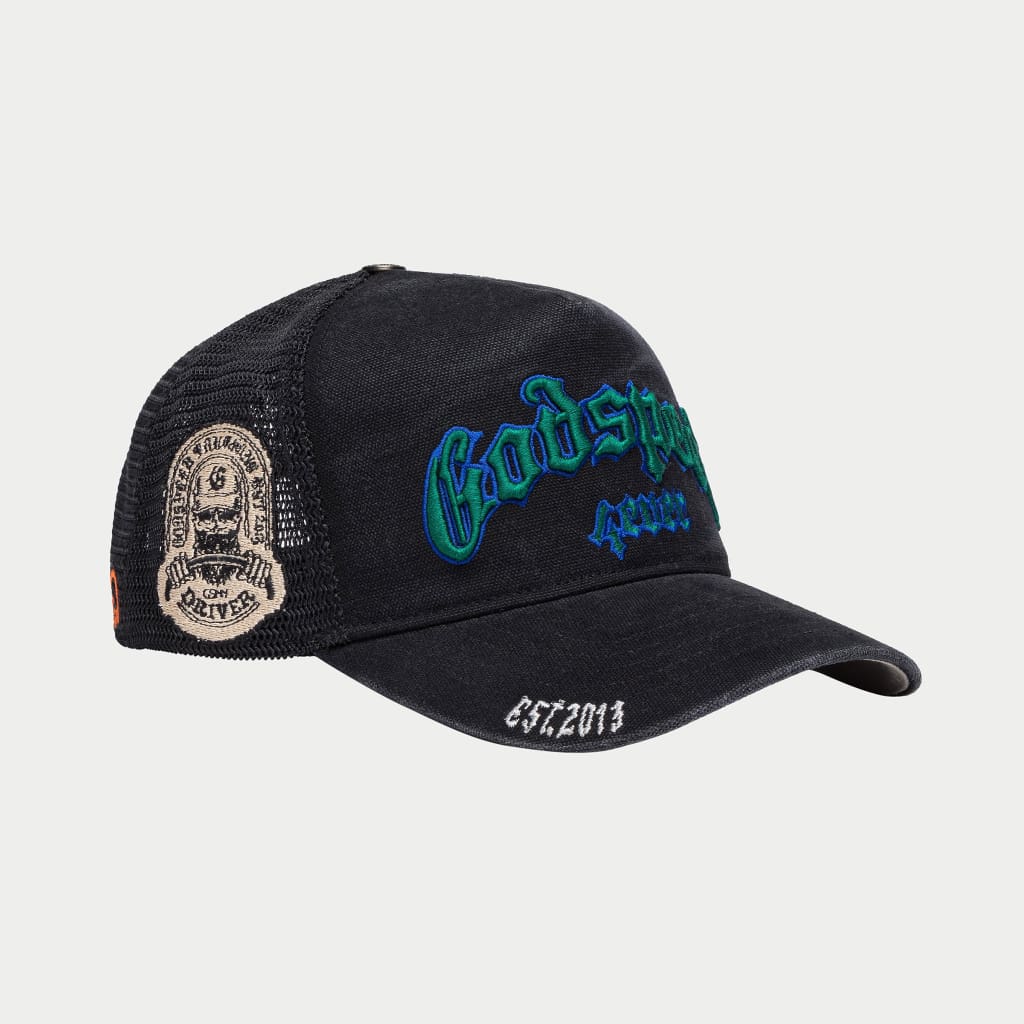 Godspeed GS Forever Trucker Hat (Black Washed/Green)