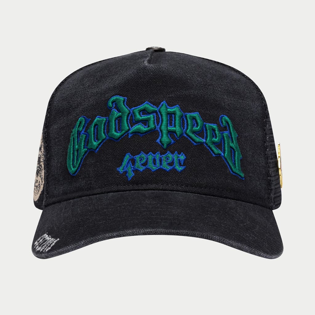 Godspeed GS Forever Trucker Hat (Black Washed/Green)