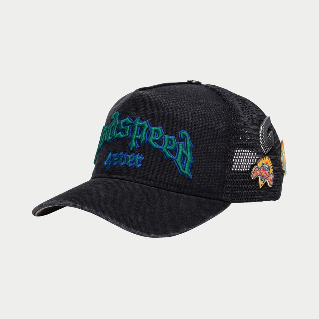 Godspeed GS Forever Trucker Hat (Black Washed/Green)