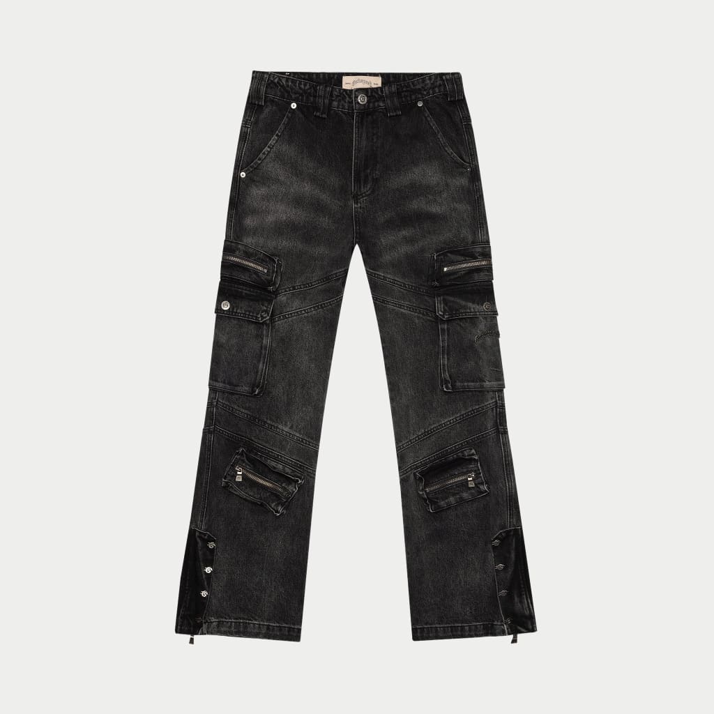 Godspeed Rockstar Flare Cargo Denim (Black Wash)