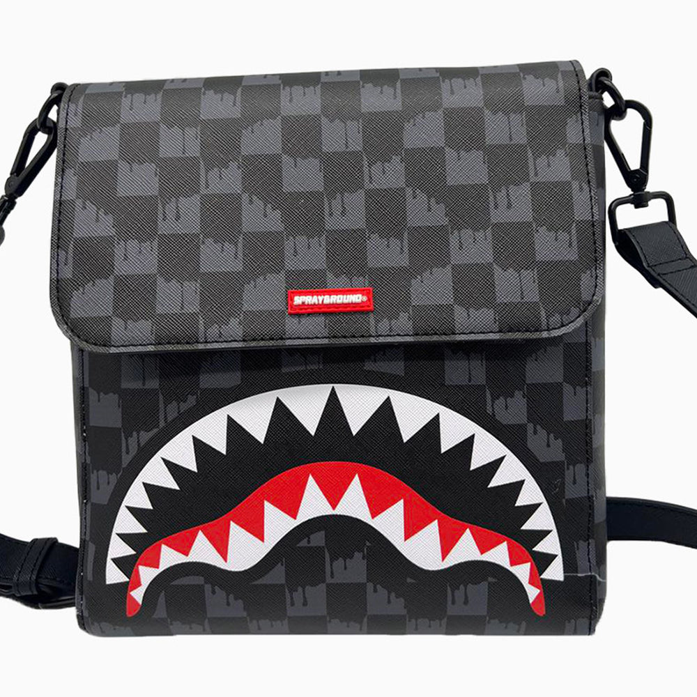 SPRAYGROUND DRIP CHECK SHARK MESSENGER SLING BAG