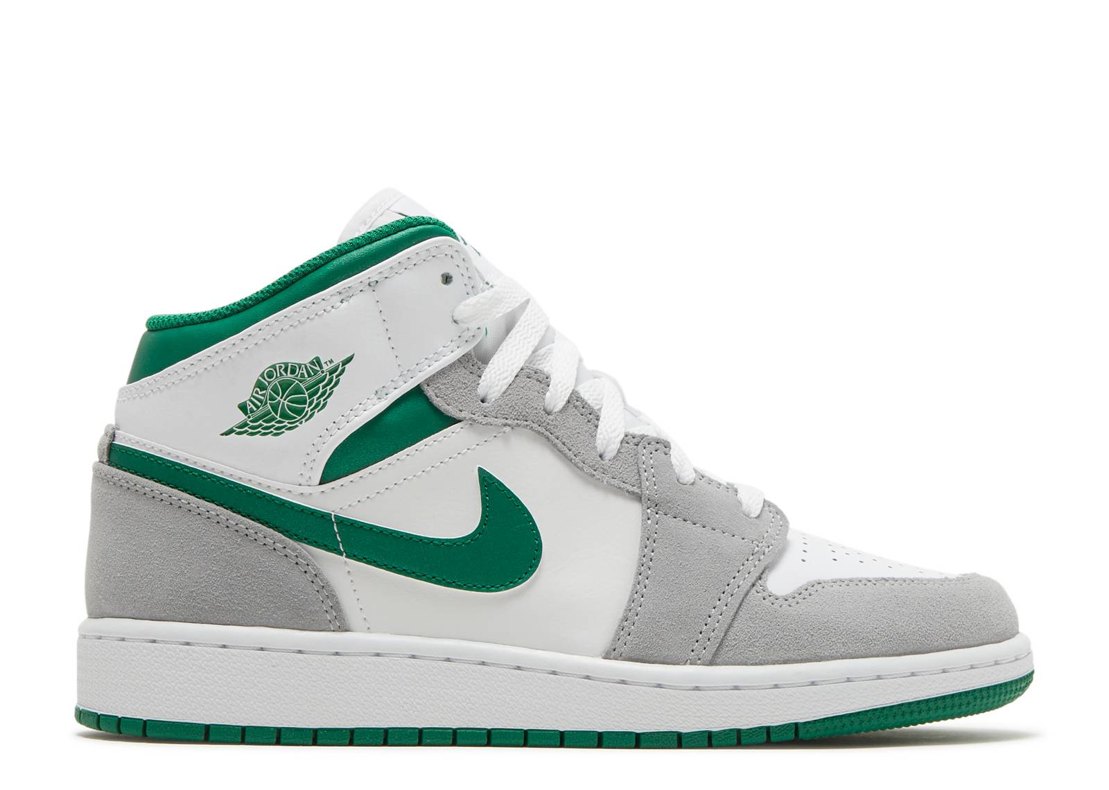 Air Jordan 1 Mid SE Blanco Pino Verde Humo Gris (GS)