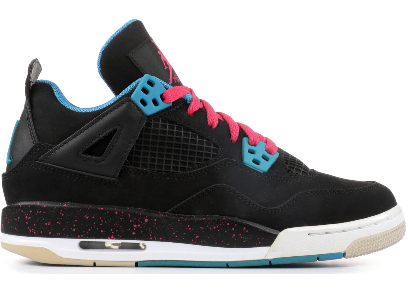 Air Jordan 4 Retro Negro Vivid Rosa Azul Dinámico (GS)