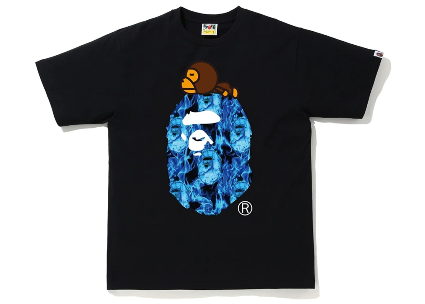 BAPE Flame Milo On Big Ape T-shirt Black/Blue