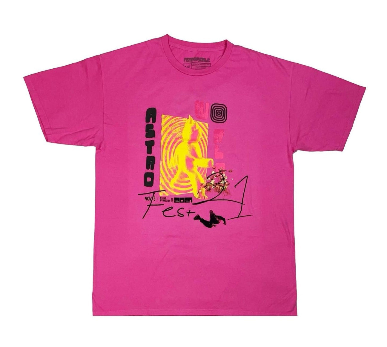 Travis Scott Astroworld Festival 2021 Otro lado camiseta rosa